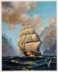 Vintage prints of sailing, ships, boat, marine views